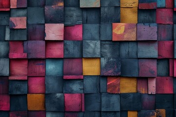 Dark concrete blocks with vibrant colors background / texture