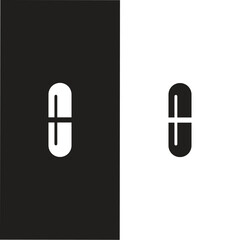 Pill Capsule Vector Icon. The shape of the capsule is simple. Isolated on a white background.
