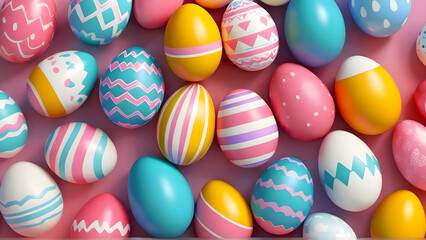 Fototapeta na wymiar Groups Of Easter Eggs 3D Illustration