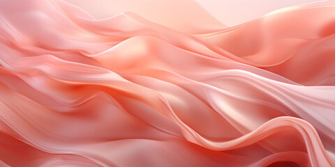 Soft silk with large fold waves into a fresh light Peach color background