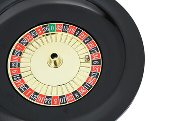 Roulette wheel isolated on white, above view. Casino game