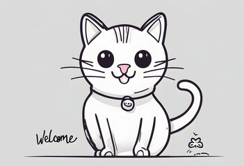 The word WELCOME inscribed with a cute cat.