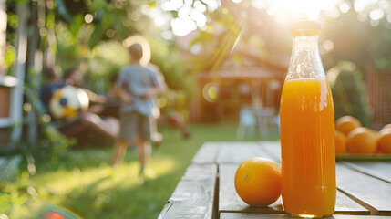 Revitalize with freshly squeezed orange juice in a bottle. Boost your immunity and embrace a healthy diet with this vibrant and refreshing choice,One bottle with delicious drink and orange juice,
