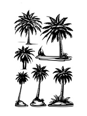 Hand draw funny sticker coconut tree collection