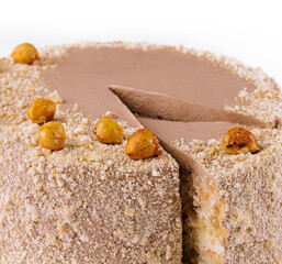 Kiev cake with hazelnut close up
