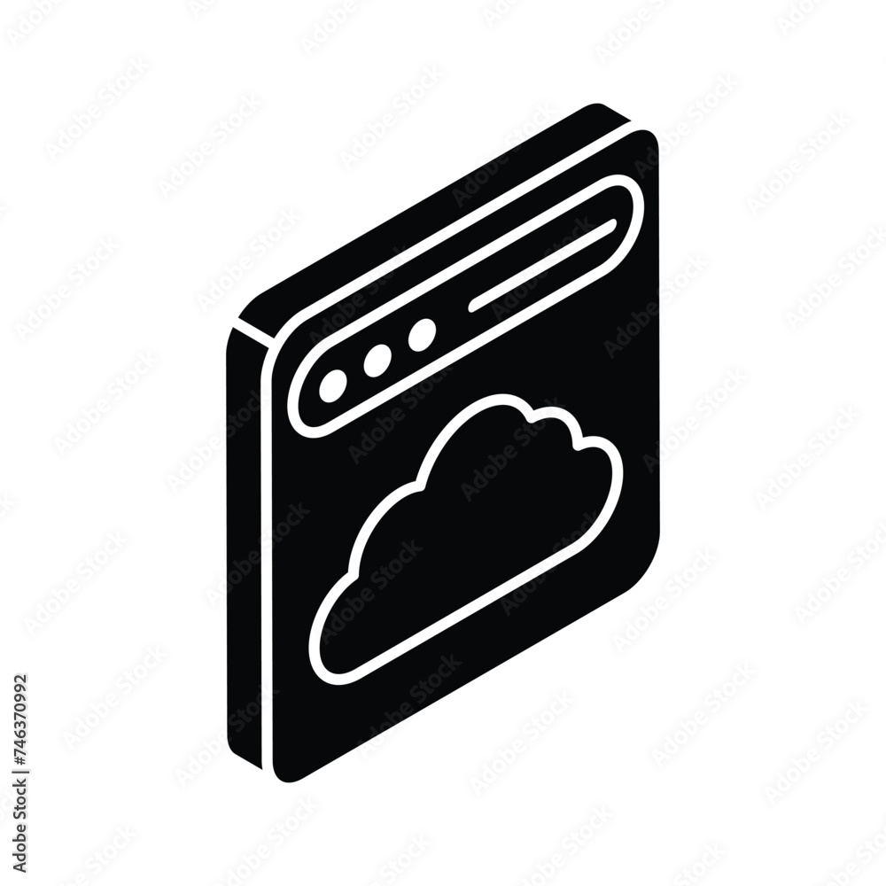 Wall mural cloud inside website isometric icon of cloud website, ready to use vector
