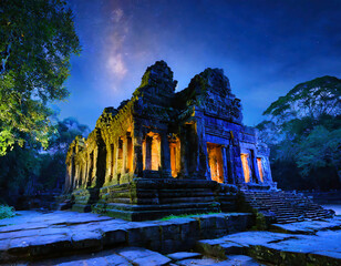 Fototapeta premium Night view of Angkor Wat, Siem Reap, Cambodia