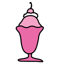 Hand drawn ice cream for sweet dessert, menu, decoration, snack, recipe, restaurant, social media post, print, ad, ingredients, banner, clip arts, brunch, sticker, junk food, fast food, pink elements