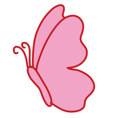 Hand drawn pink element of butterfly for flower, nature, garden, plant, tree, shirt print, clothing, logo, icon, spring, summer, ads, cartoon character, comic, mascot, toy, doll, childhood, kids