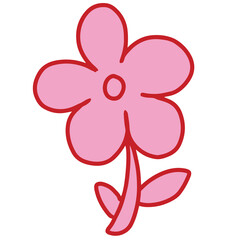 Hand drawn pink elements of flower for nature, garden, brand logo,, decoration, tree, plant, spring, summer, picnic, stickers, tattoo, print, card, clothing, shirt print, pattern, fashion