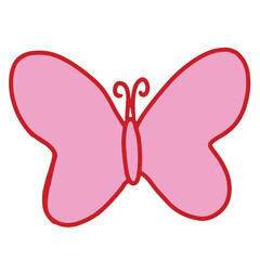 Hand drawn pink element of butterfly for flower, nature, garden, plant, tree, shirt print, clothing, logo, icon, spring, summer, ads, cartoon character, comic, mascot, toy, doll, childhood, kids