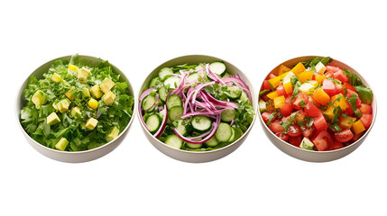 three bowl of fresh garden salad
