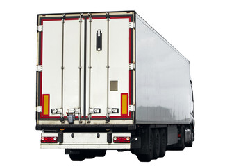 Semi-trucks hauling cargo on highway at high speed