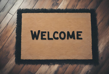 The word WELCOME written on a door mat. - obrazy, fototapety, plakaty