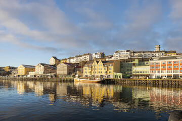 Fototapeta premium Walking along the seaside in Kristiansund city on great winter day