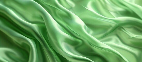Obraz premium Elegant Green Silk Fabric Textured Background with Soft Folds and Shadows