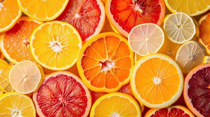 Citrus fruit icon. Sliced oranges, grapefruits, tangerines, burst of color, citrusy, fresh, juicy, tangy, refreshing. Generated by AI