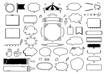 シンプルな線の吹き出しのイラストセット