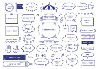 シンプルな線の吹き出しのイラストセット