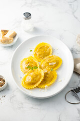 Traditional homemade ravioli with cheese