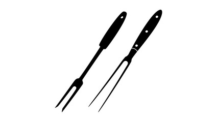 Serving Fork, Meat Fork Barbecue Fork, black isolated silhouette