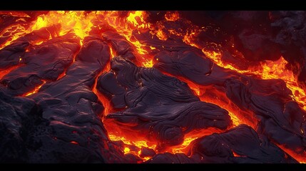 Abstract volcano icon. Lava, molten, volcanic, eruption, magma, fiery, heat, flow, mesmerizing, power, natural, geological, spectacle. Generated by AI - obrazy, fototapety, plakaty