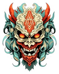 Obraz premium Ethnic mask of evil head in traditional ethnic oriental style.