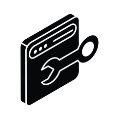Spanner with website denoting concept icon of website setting