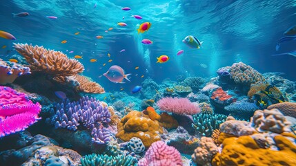 Fototapeta na wymiar Abstract coral reef icon. Illuminated, marine, nocturnal, glow, deep, sea, aquatic, exploration.. Generated by AI