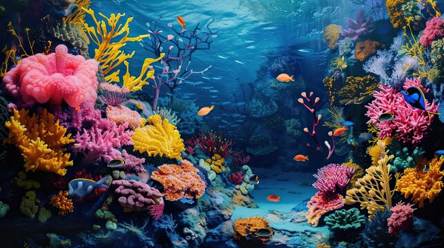 Abstract coral reef icon. Colorful, marine life, tropical, waters, ecosystem, underwater, deep, sea, aquatic, exploration. Generated by AI