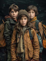 Group of Young Boys Standing Together