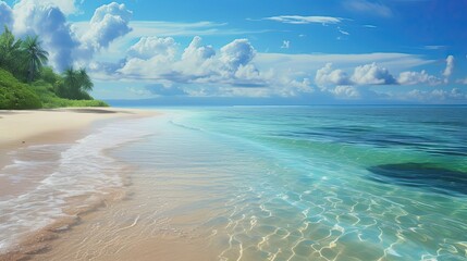 Sand beach. Sand, sea, sun, tan, rest, umbrella, swimsuit, heat, umbrella, summer, water, pebbles, sun lounger, people, vacation, shell, shore. Generated by AI.