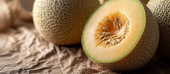 Macro close up of juicy watermelon slices with seeds, refreshing summer fruit background