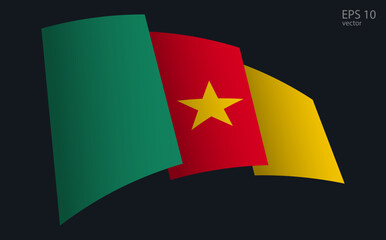 Waving Vector flag of Cameroon. National flag waving symbol. Banner design element.
