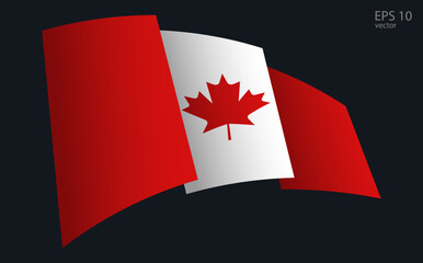 Waving Vector flag of Canada. National flag waving symbol. Banner design element.
