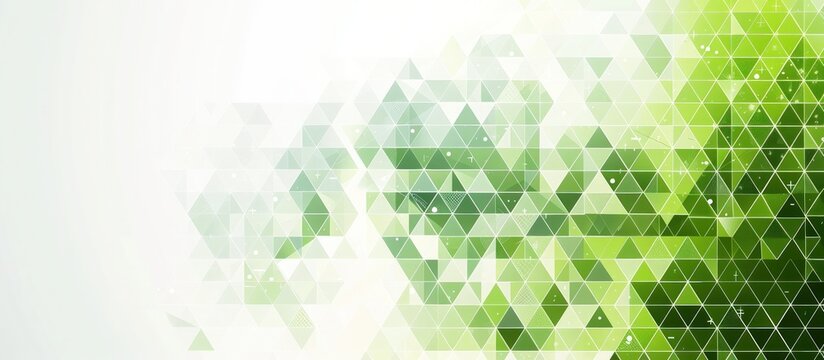 Abstract geometric green triangle pattern background. AI generated image