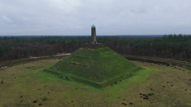 Ascending History: Aerial View of the Pyramide van Austerlitz in Zeist, Netherlands