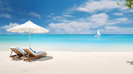 Fototapeta na wymiar Perfect Blue Tropical Beach - the Ultimate Destination for Leisure and Luxury Holiday