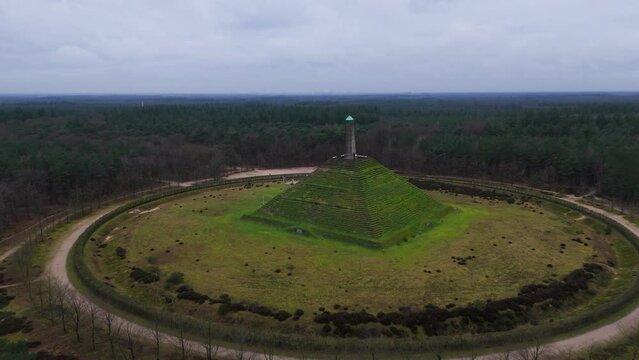 Ascending History: Aerial View of the Pyramide van Austerlitz in Zeist, Netherlands