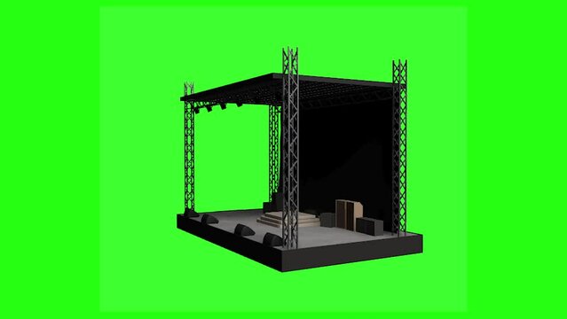 Stage Concert 3D Animation with Copy Space on Green Screen