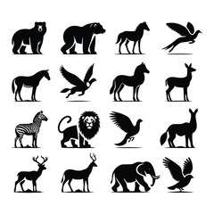 set of animals silhouettes