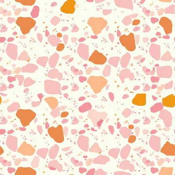 Seamless terrazzo texture pattern orange pink graphic high resolution 4k, colorful for design, architecture, and 3d. HD realistic material polished, surface tileable for creative work and design