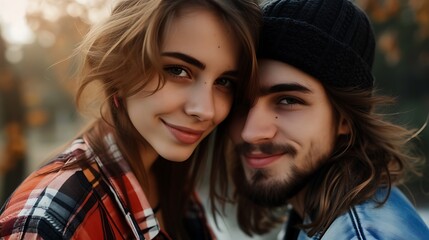 Man and Woman Posed for Picture. Generative AI.
