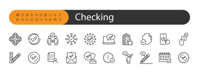 set of checkmark icons, approve, validate,