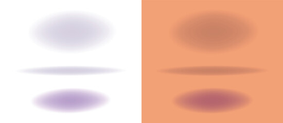 Shadow vector graphic element set, oval mesh shade effect transparent color and black white isolated image clipart