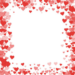 Red hearts scattered on white background.