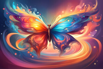 Abstract colorful background with butterfly.