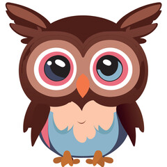 cute owl as a drawing, vector illustration kawaii