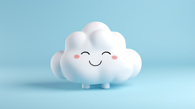 Adorable White Cloud Bubble Design in POP MART 3D Style Cute Cartoon Illustration