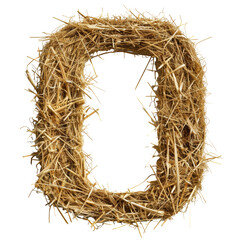 Straw Hay Number 0 Isolated on Transparent or White Background, PNG